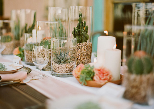 Wedding Table Settings Plants Candles