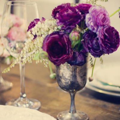 Wedding Table Setting Ideas Purple Silver