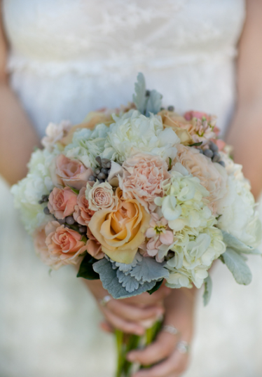 Bridal Bouquet Coral Grey Palette